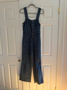 Aerie Light Blue Denim Wide Leg Jumpsuit